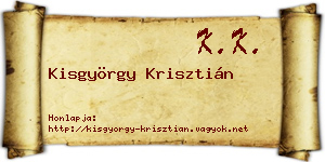 Kisgyörgy Krisztián névjegykártya