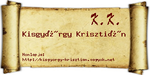 Kisgyörgy Krisztián névjegykártya